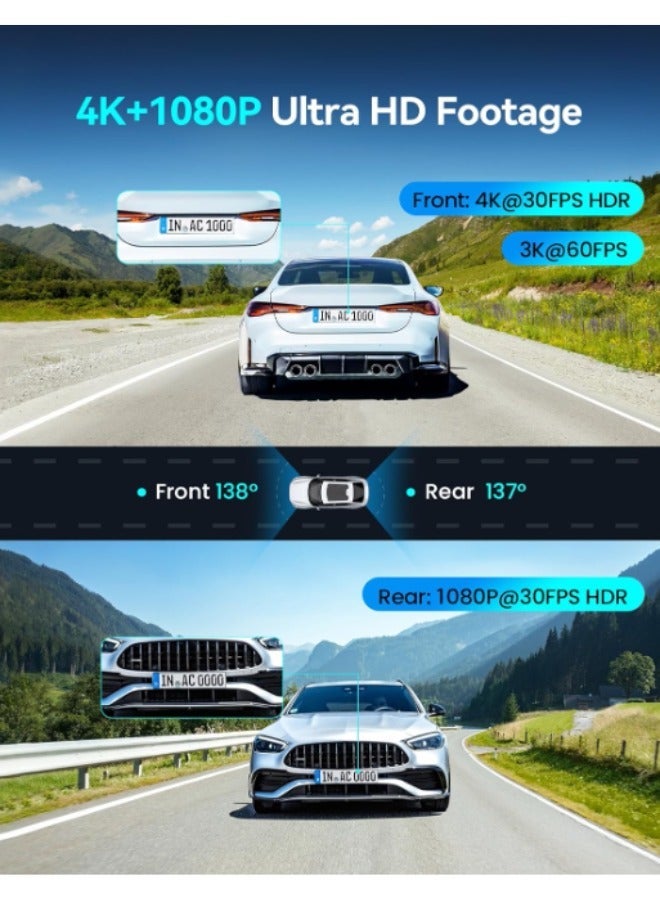 دي دي باي داش كام DDPAI Z60 PRO 4K كاميرا امامية وخلفية - Image 4