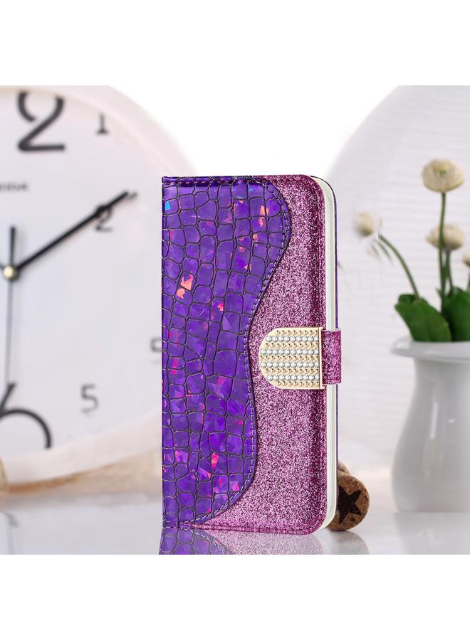 Zaboon Case For iPhone 12 Pro Max Laser Glitter Powder Matching Crocodile Texture Horizontal Flip Leather Case with Card Slots & Holder & Wallet - Image 1