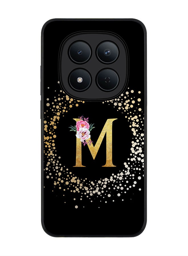 For Xiaomi Redmi Note 15 Pro 5G Case,Slim fit Camera Protection, Shockproof Thin Phone cover  - Custom Monogram Floral - M ( Black )