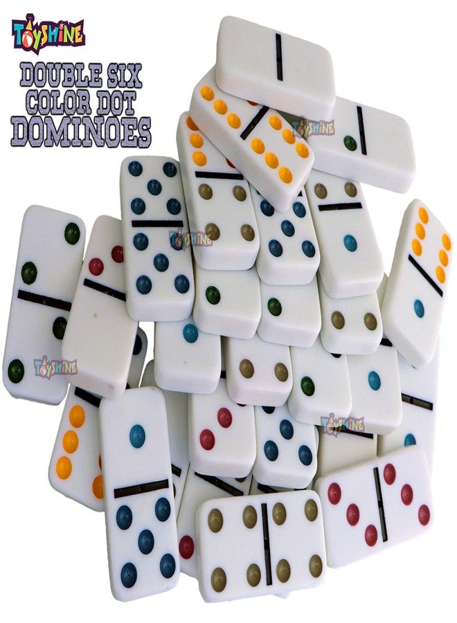 Toyshine Double 6 Color Dot Dominoes Tile Game Set,Classic 28 Pieces in Tin Case,Match and Fun Game for Kid - Image 2