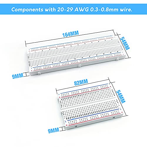 MCIGICM Breadboards, 2Pcs 830 Point and 2Pcs 400 Point Solderless Bread Board for Proto Shield Distribution Connecting Blocks - Image 3