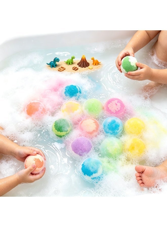 12PCS Dinosaur Kids Bath Bombs Gift Box, Scented Bubble Bath Fizzers With Surprise Dino Mini Figurines, Gentle Moisturizing Bath Salt Balls, Eid Birthday Spa Gift for Boys Girls - Image 3