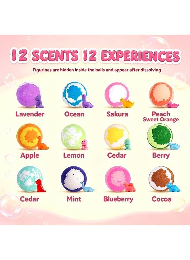 12PCS Dinosaur Kids Bath Bombs Gift Box, Scented Bubble Bath Fizzers With Surprise Dino Mini Figurines, Gentle Moisturizing Bath Salt Balls, Eid Birthday Spa Gift for Boys Girls - Image 4