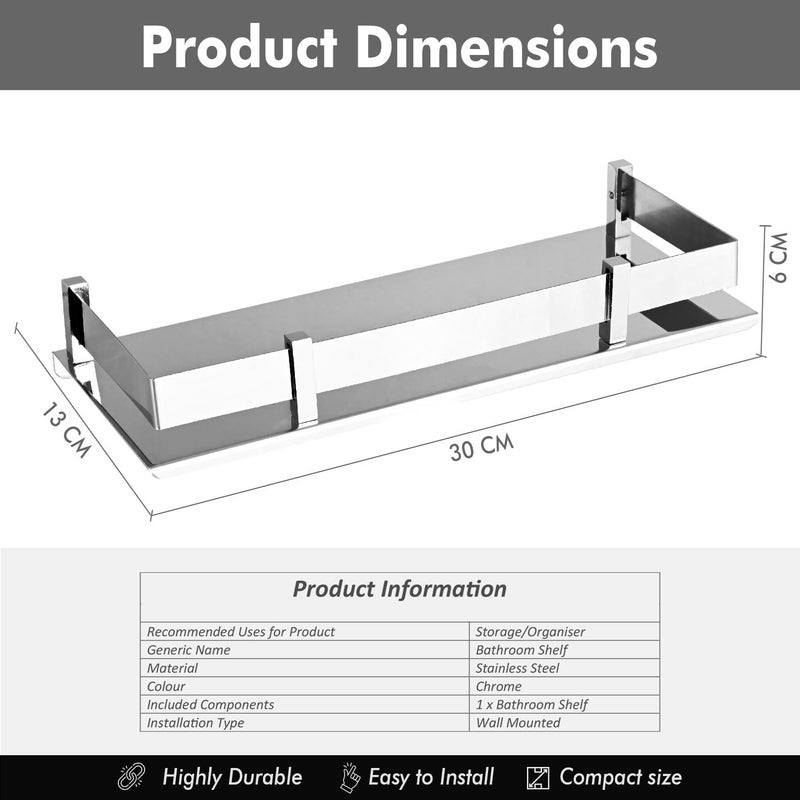 Pivalo Stainless Steel Bathroom Shelf Wall Mounted Corner Multipurpose Rack Accessories and Fittings for Washroom Kitchen Wash Basin - (5" X 12", 1 Pc, Transparent) - Image 3