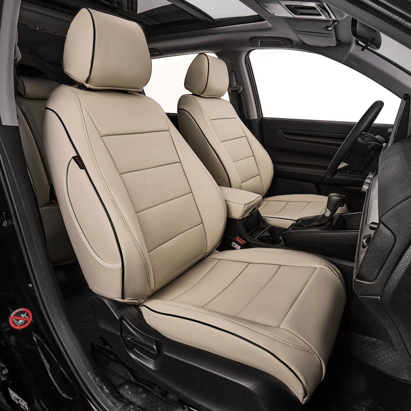 EKR CRV Seat Covers Custom Fit for Honda CRV 2023 2024 2025 2026 Leather Car Seat Cover Full Set for Trucks SUVWaterproof Car Seat CushionFaux Leather Beige
