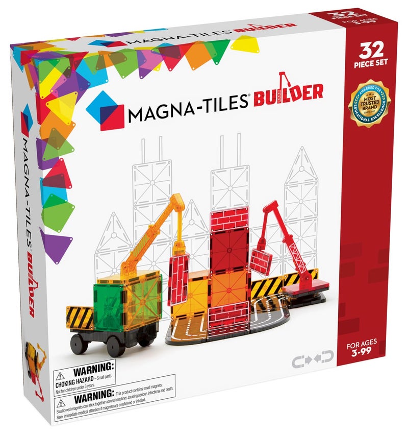 MAGNA-TILES مجموعة البناء المغناطيسية MAGNA-TILES مكونة من 32 قطعة، العلامة التجارية الأصلية للبناء المغناطيسي - Image 1