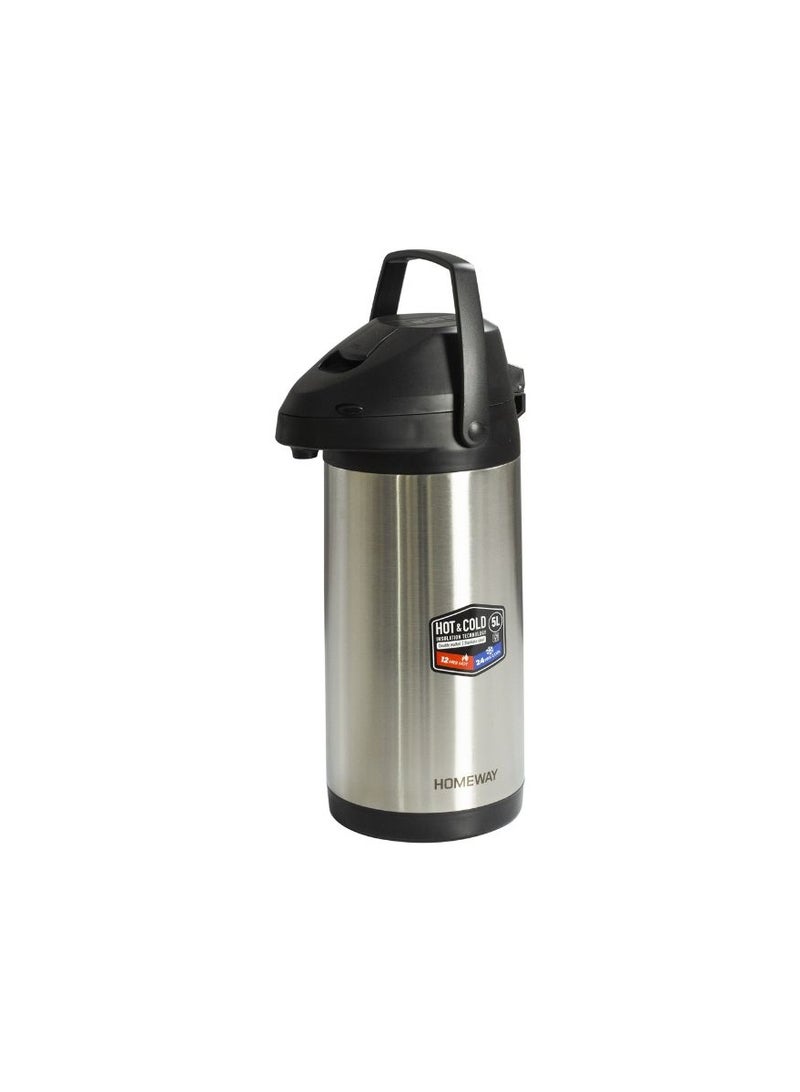 Homeway HW1198 Stainless Steel Double Wall Airport Flask 4L, 304 Stainless Steel Vacuum Insulated Beverage Dispenser, BPA Free Pump Airpot, Keeps Hot 12 Hours & Cold 24 Hours - Image 3