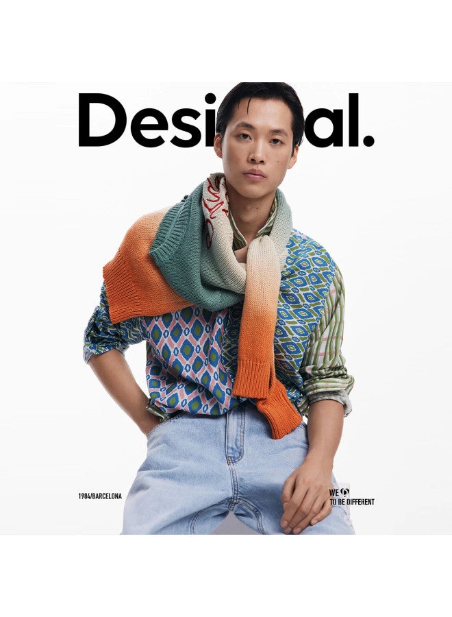 DESIGUAL قميص جاكار مزخرف بألوان متباينة بأكمام طويلة للرجال - ربيع/صيف 2025 - Image 5
