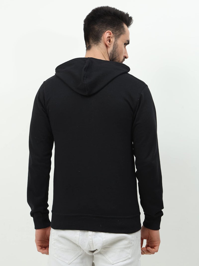 Wafaa Men's Cotton Plain Hooded Neck Full Zipper Black & Olive Green Color Sweatshirt Hoodies with Kangaroo Pocket S Size - (Pack of 2) - Image 2