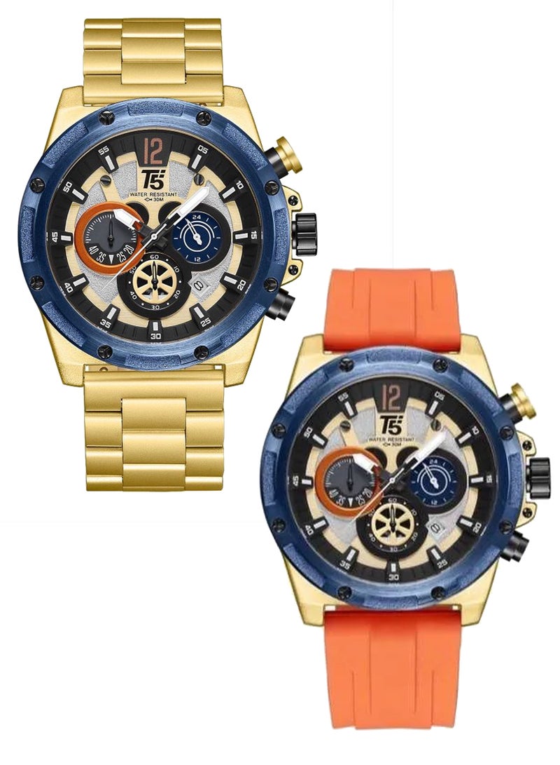 T5 Watches T5 Set watch Quartz Men silicone strap / stainless strap Watch - Image 1
