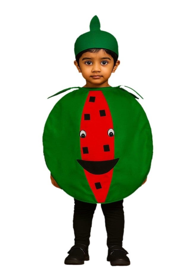 QuickBazaar Fruits & Vegetable Cutout Costume for Kids/Apple, Mango, Banana, Carrot, Brinjal, Tomato, Watermelon & More/Perfect for Fancy Dress Costume & Stage Shows (Watermelon Cutout, 7-8 Years) - Image 1