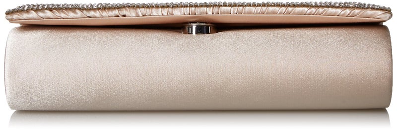 Jessica McClintock womens Chloe Satin Clutch Evening Handbag, Champagne, One Size US - Image 4