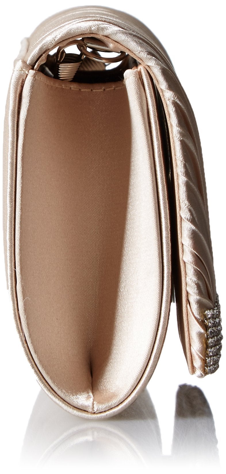 Jessica McClintock womens Chloe Satin Clutch Evening Handbag, Champagne, One Size US - Image 3