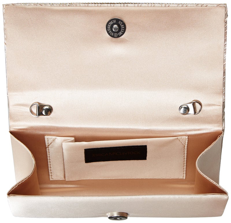 Jessica McClintock womens Chloe Satin Clutch Evening Handbag, Champagne, One Size US - Image 5