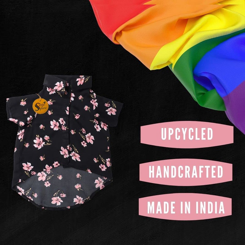 Sage Square Funky Soft Material Dog Shirt | Cool/Funky Print Pet | Soft Light Weight | Comfortable & Breathable Dog Clothing | Trendy Vest Outfit (Black Flower Print) (Large - 20inch) - Image 4