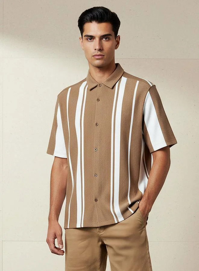 Splash FAV Men Regular Fit Collared Striped Short Sleeves Resort Polo Shirt