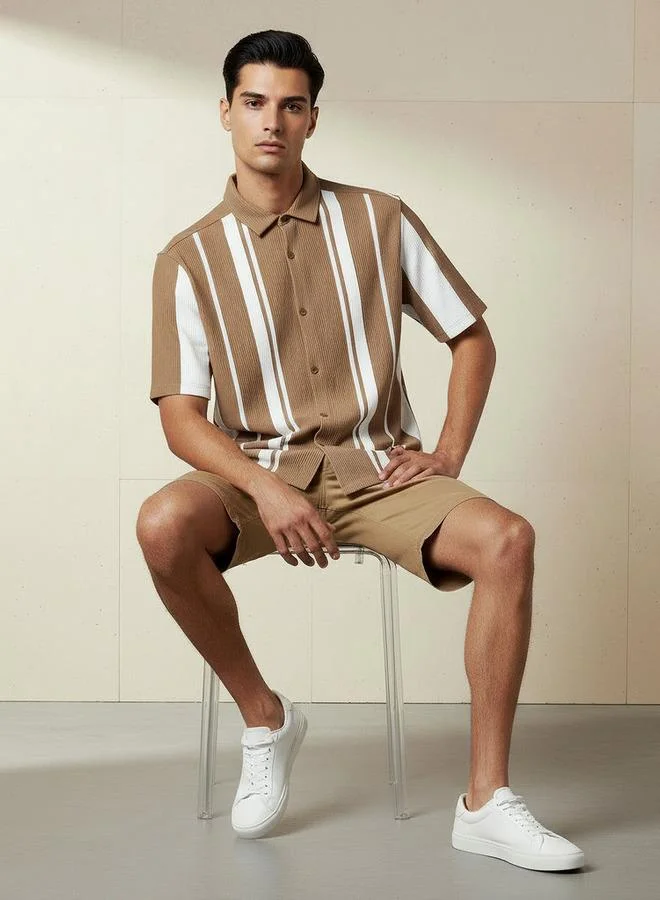 Splash FAV Men Regular Fit Collared Striped Short Sleeves Resort Polo Shirt