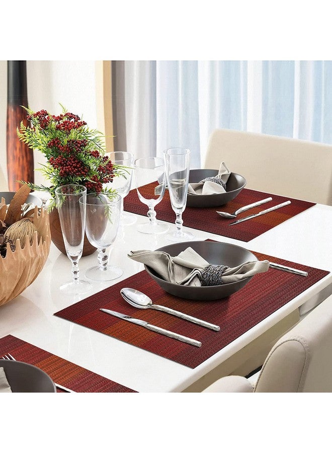 Royalkart PVC Dining Table Mats 6 Pieces Washable Heat Resistant - 45x30cm (Dark Red) - Image 2