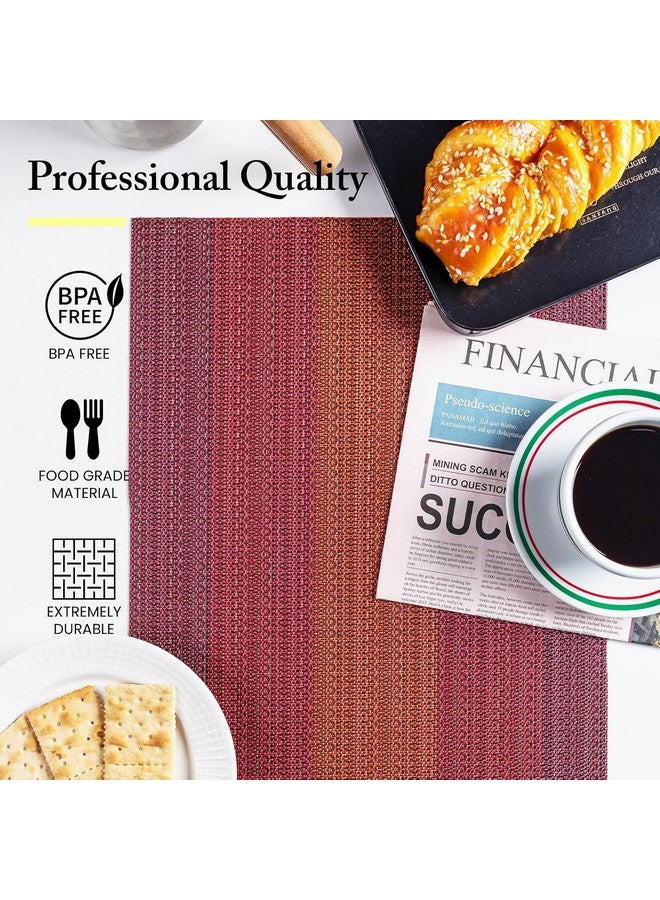Royalkart PVC Dining Table Mats 6 Pieces Washable Heat Resistant - 45x30cm (Dark Red) - Image 3