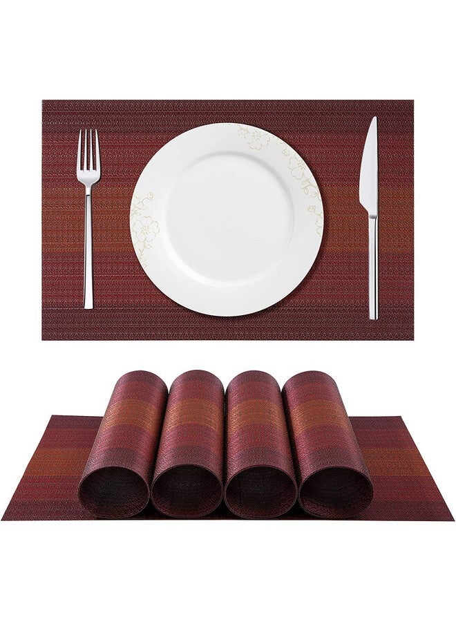 Royalkart PVC Dining Table Mats 6 Pieces Washable Heat Resistant - 45x30cm (Dark Red) - Image 1
