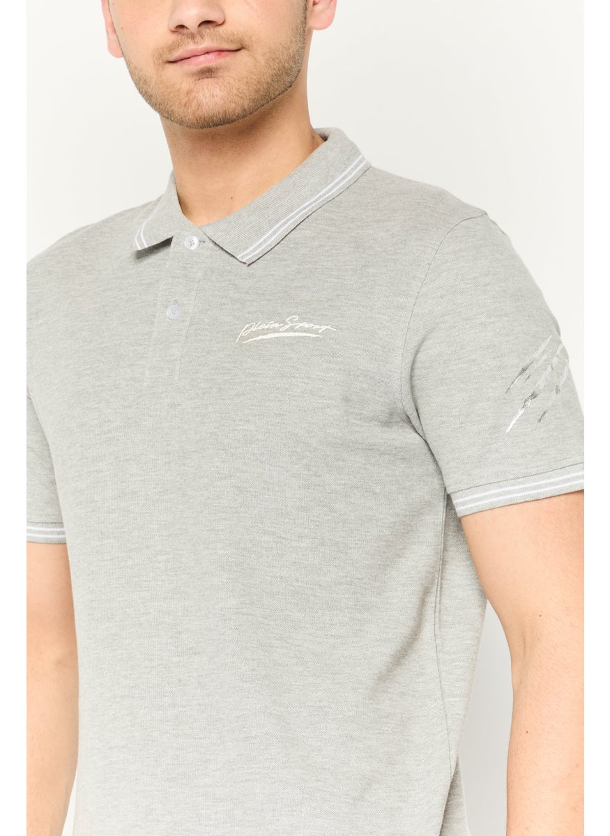 Plein Sport - Men Sportswear Fit Short Sleeves Outdoor Polo, Grey - Image 1