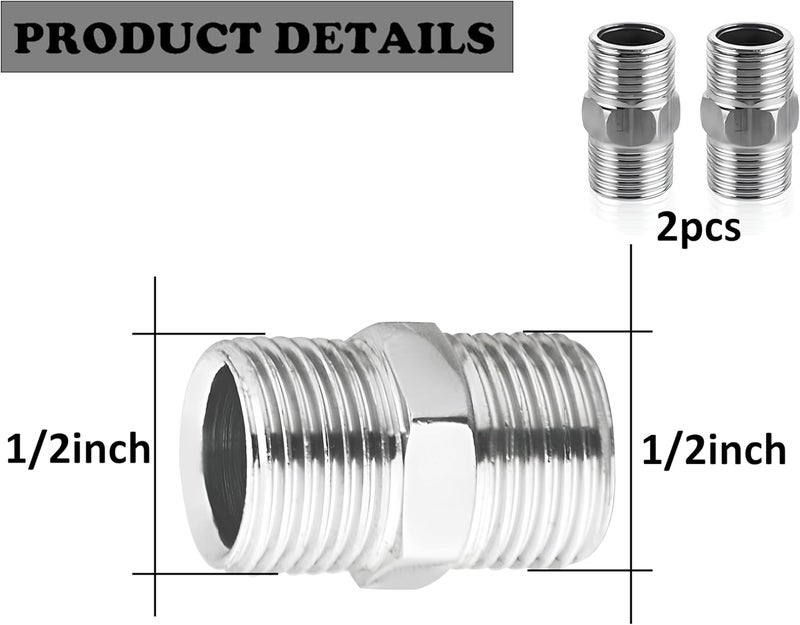 Royal Apex 2pcs CP Hex Nipple – Galvanized Male Threaded Pipe Connector Easy Wrench Installation for Plumbing, Irrigation & Industrial Use (1/2 inch X 1/2 inch) - Image 2