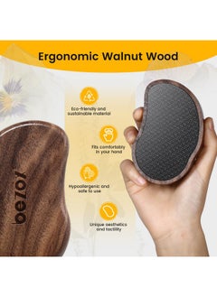 BEZOX Glass Foot Scrubber(1 Pcs) - Nano-Glass Pedi Egg Pumice Stone For Feet Dead Skin, Plastic-Free Pedicure Foot File Callus Remover For Silky Smooth Feet - Walnut Wood Handled  - Image 5