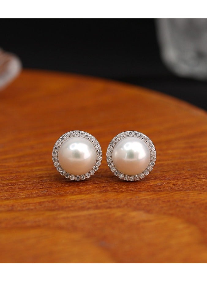 Mark Fairwhale S925 Silver Freshwater Pearl Set Women's Fashion Earnail Necklace Ring Three Piece Set  - Image 3