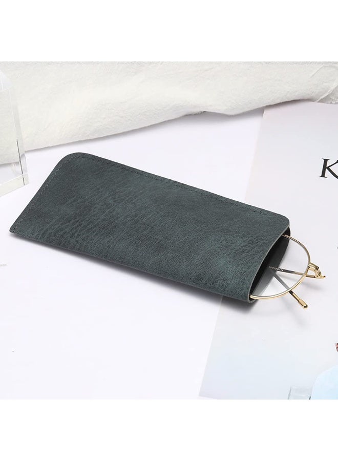 KISSUN 6 Pack Soft Leather Eyeglass Bags Portable Unisex Glasses Pouch Multiple Pens Sleeve Case Classic Color for Business Men Women Teen Student Scholars, Black, Blue, Light Brown, 6”x 2.8” x 1.2” - Image 4
