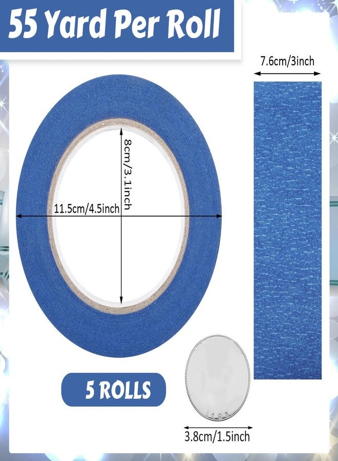 Fainne 5 Rolls Blue Painters Tape Bulk Multi Pack Safe Paint Paper Masking Tape for Wall Painting Decoration Supplies (Blue,3 Inch X 55 Yards) - Image 2