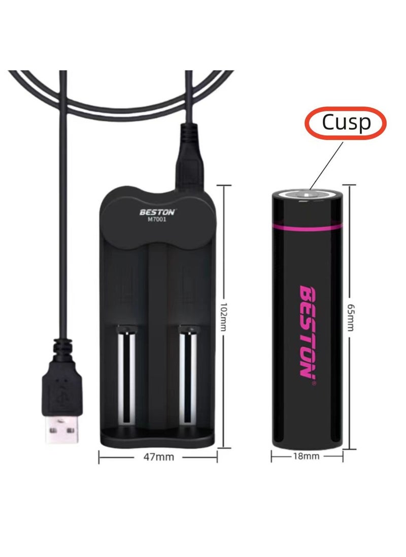 18650 Battery Charger＋ 2 Pcs Rechargable 18650 Li-Ion Battery 2600 mAh