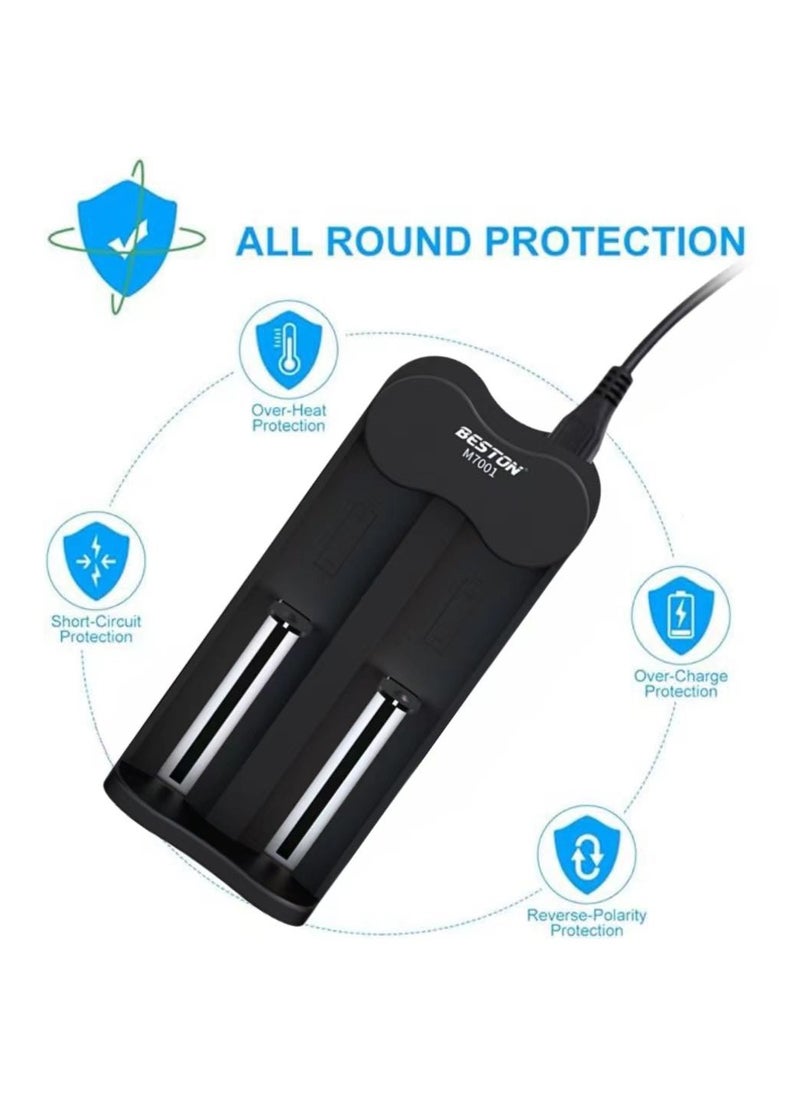 18650 Battery Charger＋ 2 Pcs Rechargable 18650 Li-Ion Battery 2600 mAh