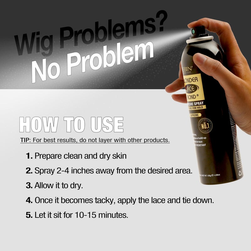 EBIN NEW YORK Wonder Lace Bond Adhesive Spray (Supreme Hold, 14.2oz/ 400ml) - Image 5