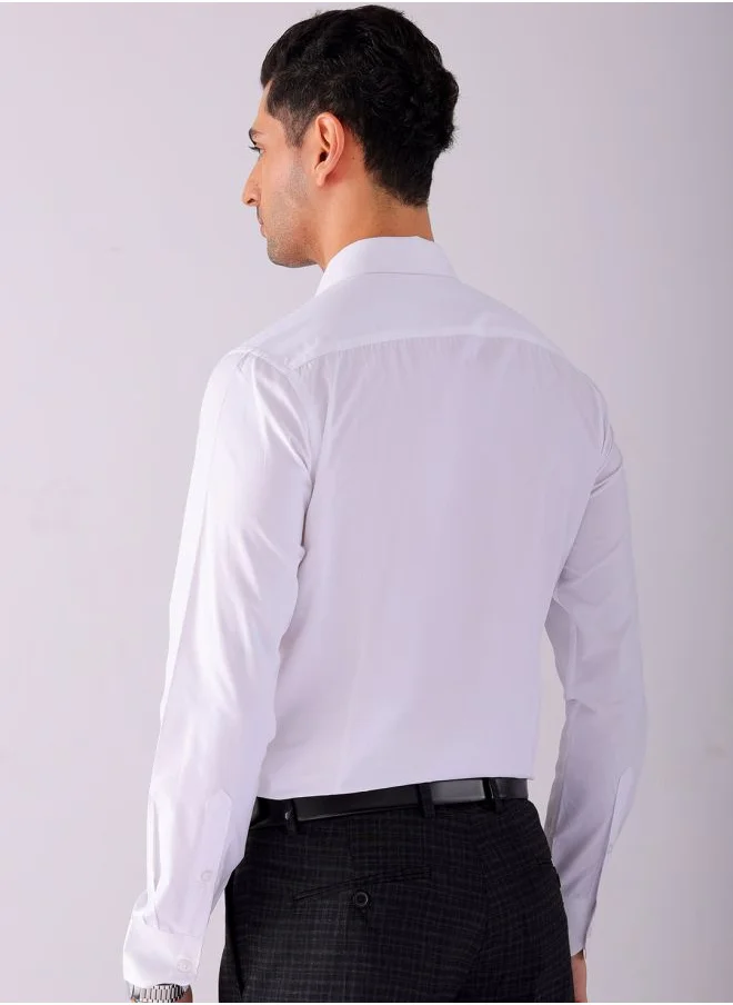 The Indian Garage Co Men Slim Fit Solid Full Sleeves Cutaway Collar Formal Shirt