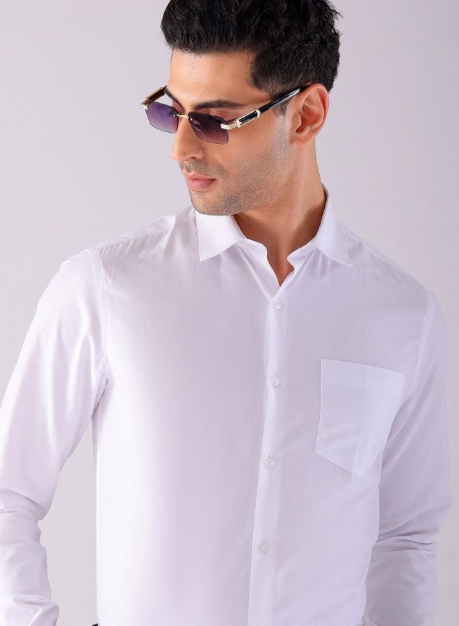 The Indian Garage Co Men Slim Fit Solid Full Sleeves Cutaway Collar Formal Shirt - Image 1
