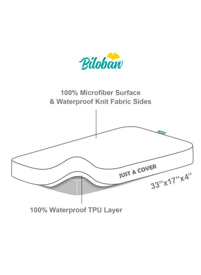 Biloban Bassinet Mattress Pad Cover Waterproof, Quilted Bassinet Mattress Protector Sheets Fits All Mainstream Bassinet - Rectangle, Oval, Hourglass, 2 Pack, Ultra Soft Breathable, Grey and White - Image 3