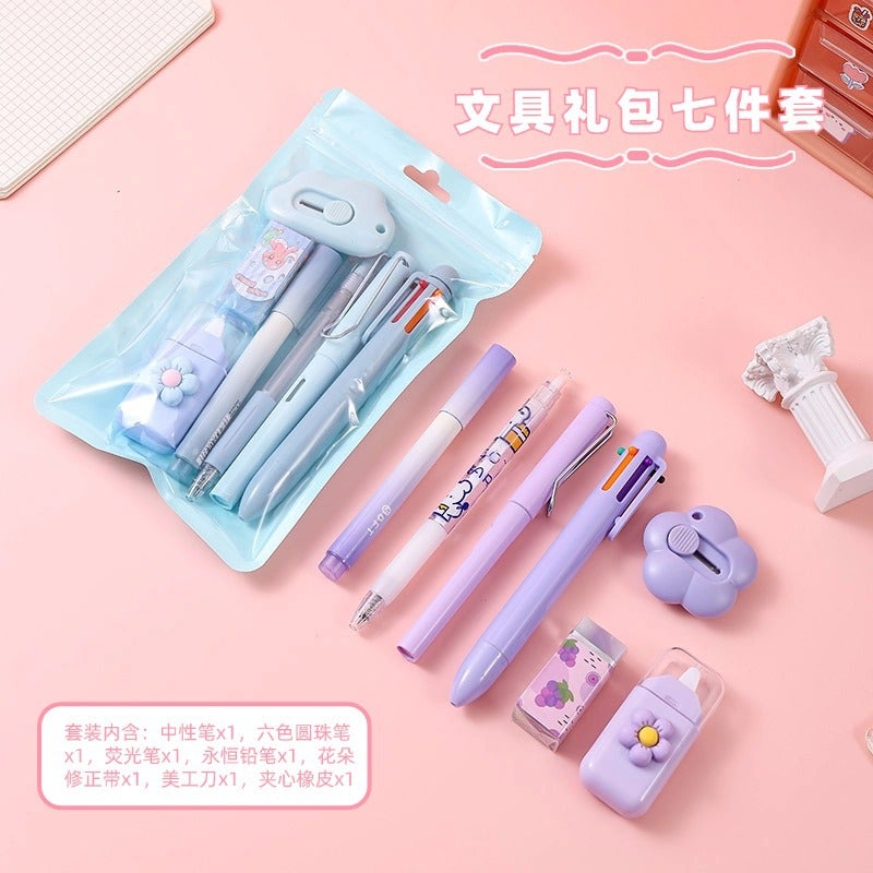 Ins Simple Stationery High Color Value Gel Pen Correction With Pencil Suit Students Learn Small Gift Stationery Suit - Image 2