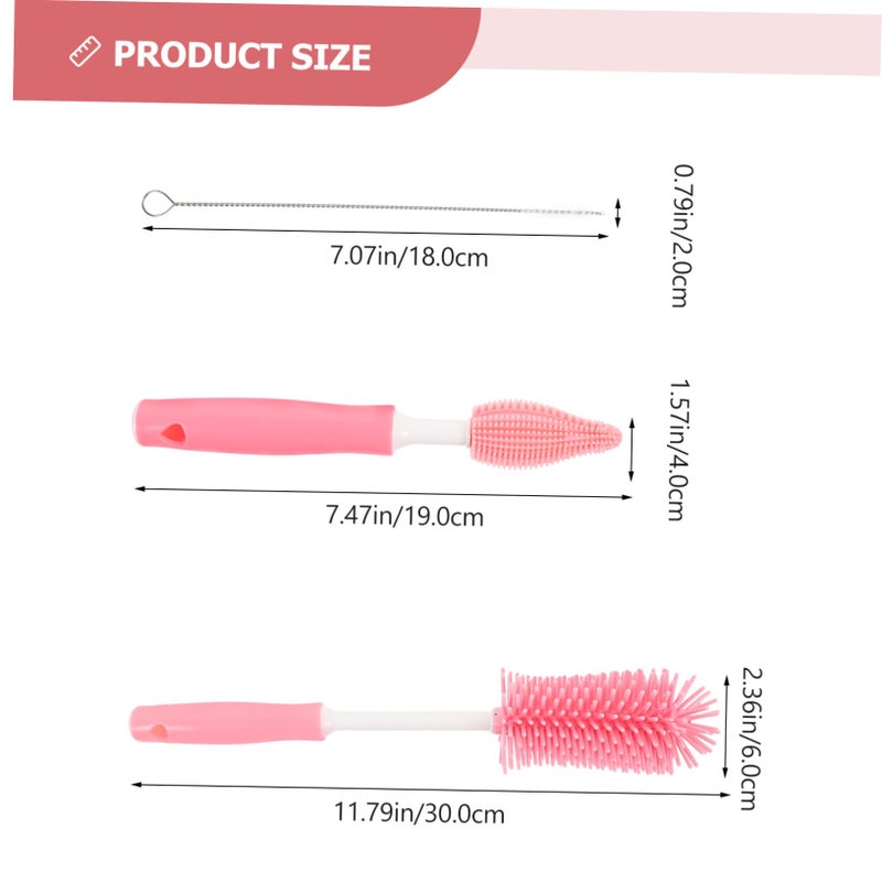 Long Straw Baby Bottle Brush Cleaning Set Easy to Use for Nursing Bottles - Image 3