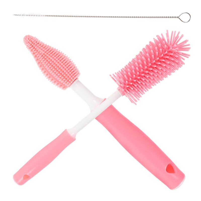 Long Straw Baby Bottle Brush Cleaning Set Easy to Use for Nursing Bottles - Image 2