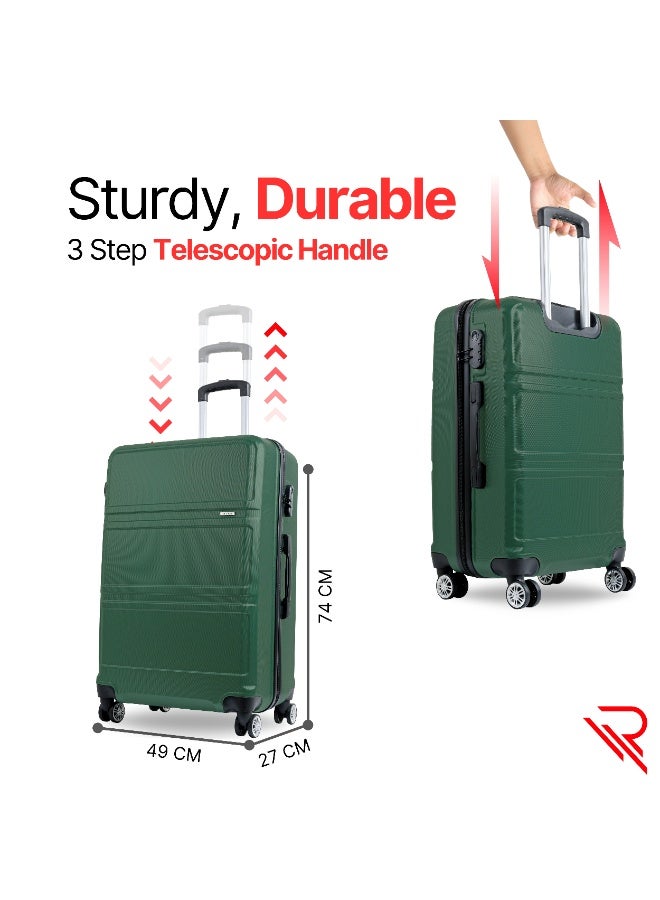 Reflection ABS Carry On Suitcase Airline Approved, Lightweight 28 Inch  Luggage- 360° Silent Wheels, ABS Hard Luggage Trolley, Spinner Wheels, Travel Luggage  (28-Inch , D.Green) - Image 5