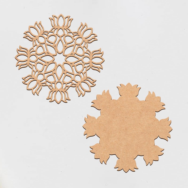 GIFTMEBAZAR Gift Me Bazar MDF Rangoli Stencil for Diwali Pooja Decoration Lotus Flower Rangoli Stencils for Door Entrance Rangoli for Floor Decoration Diwali Decoration Item for Home Office 11x11 Inch - Image 2