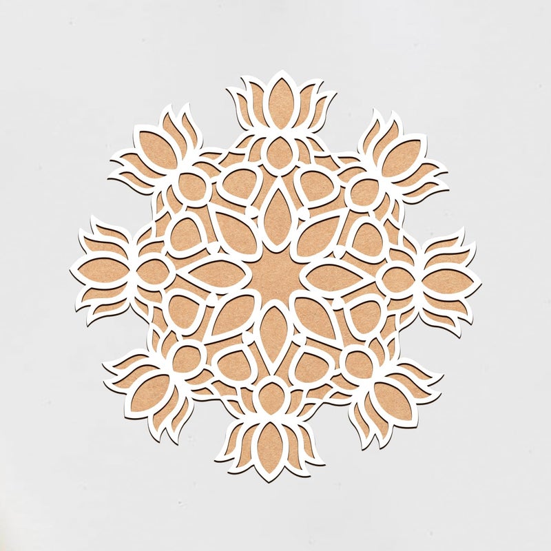 GIFTMEBAZAR Gift Me Bazar MDF Rangoli Stencil for Diwali Pooja Decoration Lotus Flower Rangoli Stencils for Door Entrance Rangoli for Floor Decoration Diwali Decoration Item for Home Office 11x11 Inch - Image 1