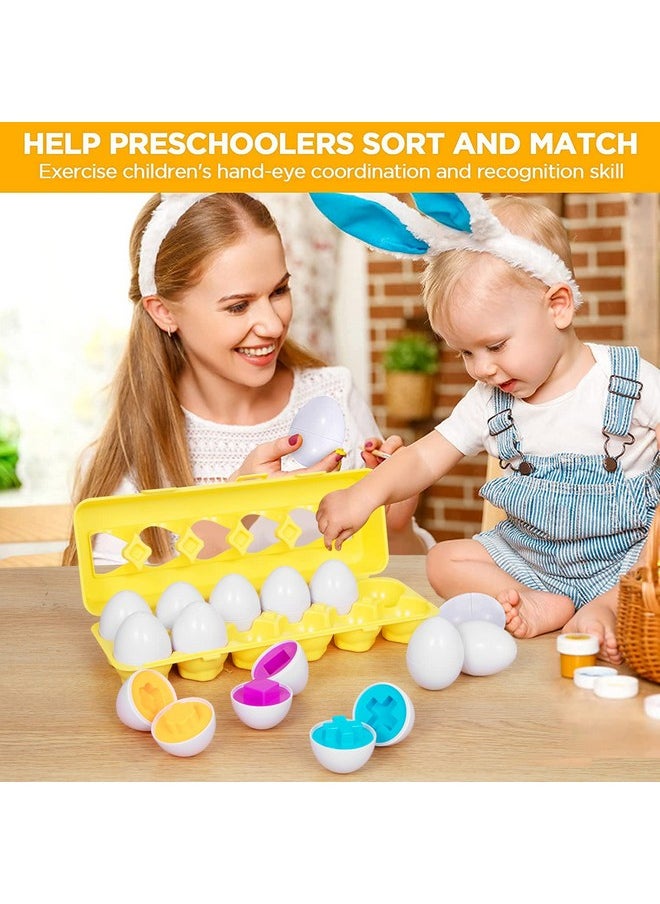 ThinkMax Matching Eggs Toys For Toddlers 1 2 3 Year Olds,12 Pack Easter Eggs Baby Color Shape Recognition Sorting & Stacking Learning Toys, Montessori Toys For Preschool Pre-Kindergarten Boys Girls  - Image 5