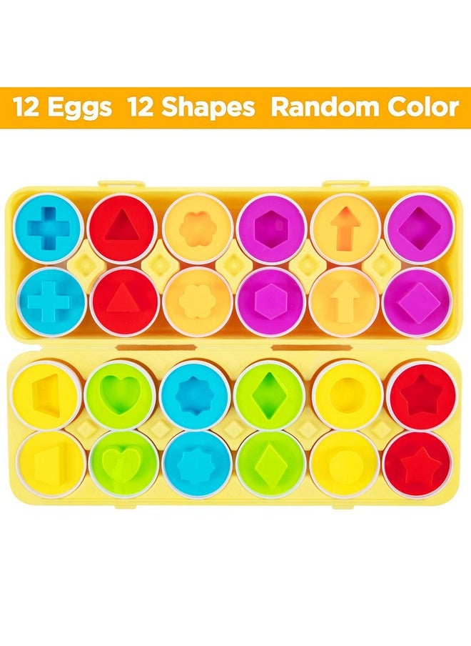ThinkMax Matching Eggs Toys For Toddlers 1 2 3 Year Olds,12 Pack Easter Eggs Baby Color Shape Recognition Sorting & Stacking Learning Toys, Montessori Toys For Preschool Pre-Kindergarten Boys Girls  - Image 4