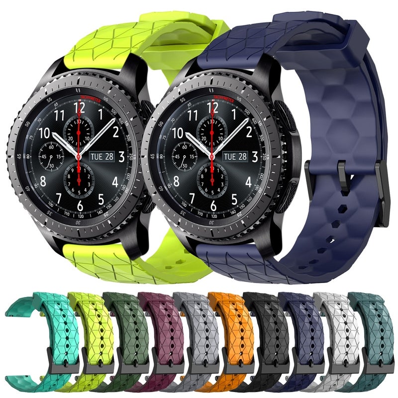 إيروريكس سوار ساعة سامسونج جير S3 فرونتير 22 مم بنمط كرة قدم بلون سادة من السيليكون (أسود) - Image 3