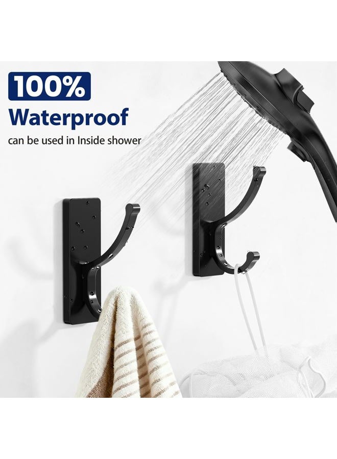 pickpiff Adhesive Wall Hooks with Strip - No Residue, Easy to Remove, Strong Heavy Duty Sticky Towel Hook, 4 Pack Black - Image 5