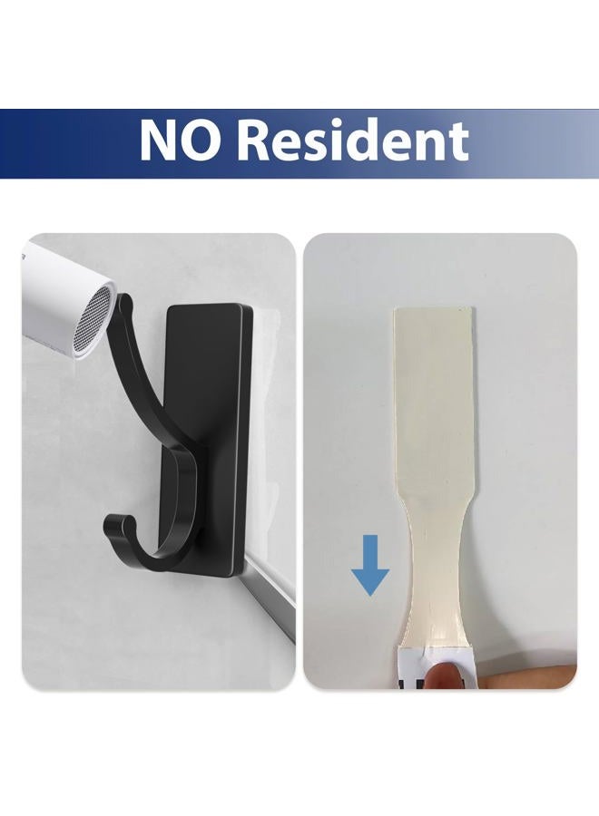 pickpiff Adhesive Wall Hooks with Strip - No Residue, Easy to Remove, Strong Heavy Duty Sticky Towel Hook, 4 Pack Black - Image 2