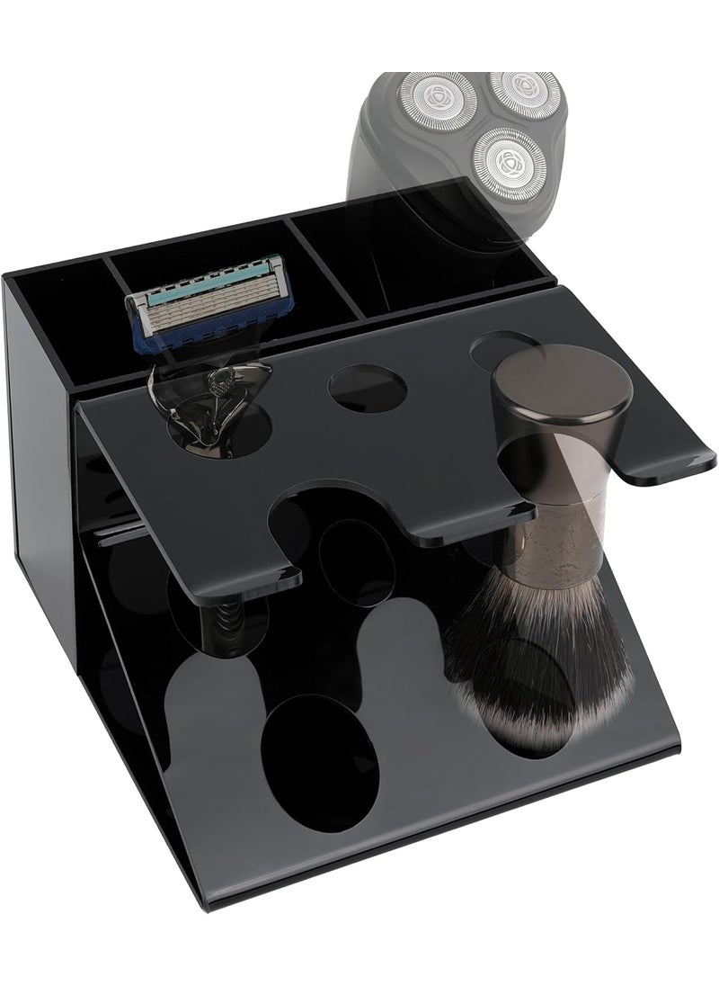 Linkidea - Linkidea Electric Shaver & Razor Stand, Shaving Can Storage Organizer, Razor Holder Compatible with GilletteLabs Exfoliating Bar, Heated Razor Bugatti, ProGlide Shield Power (Black) - Image 1