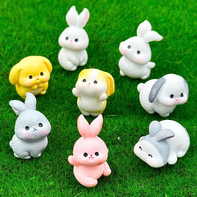 Suartus Easter Mini Rabbit Figurines 24pcs Bunny Resin Miniatures Figures to Hide Tiny Resin Animal Miniatures for Egg Stuffers Gift Fairy Outdoor Statues Garden Spring Ornament Micro Landscape Decor - Image 2