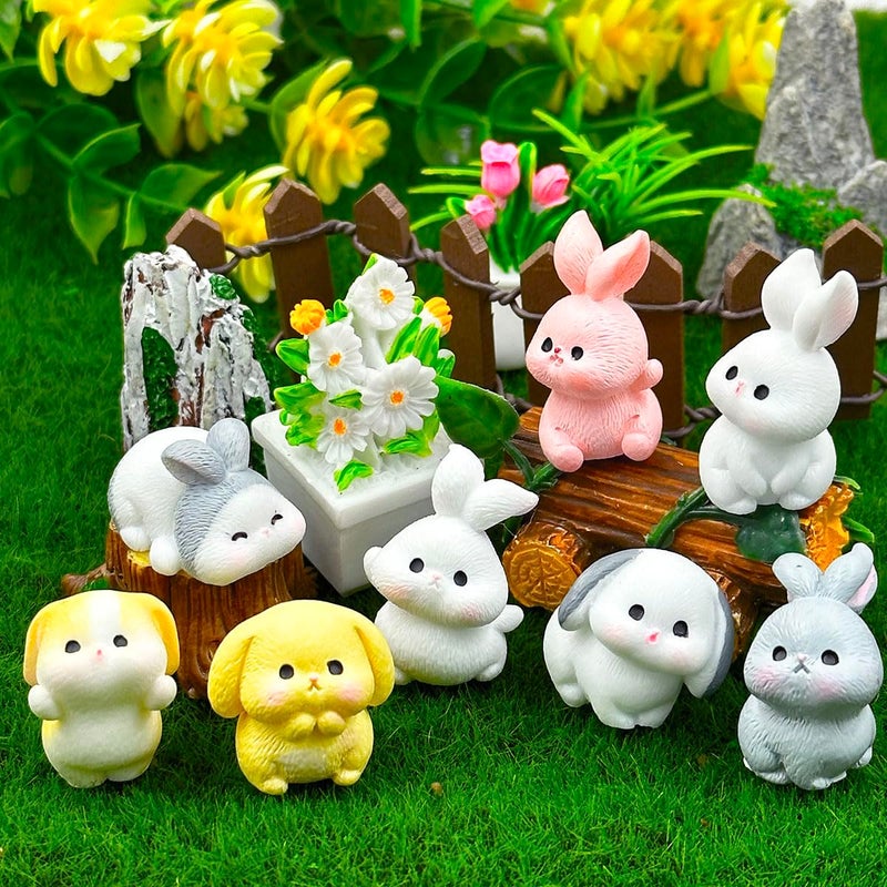Suartus Easter Mini Rabbit Figurines 24pcs Bunny Resin Miniatures Figures to Hide Tiny Resin Animal Miniatures for Egg Stuffers Gift Fairy Outdoor Statues Garden Spring Ornament Micro Landscape Decor - Image 4